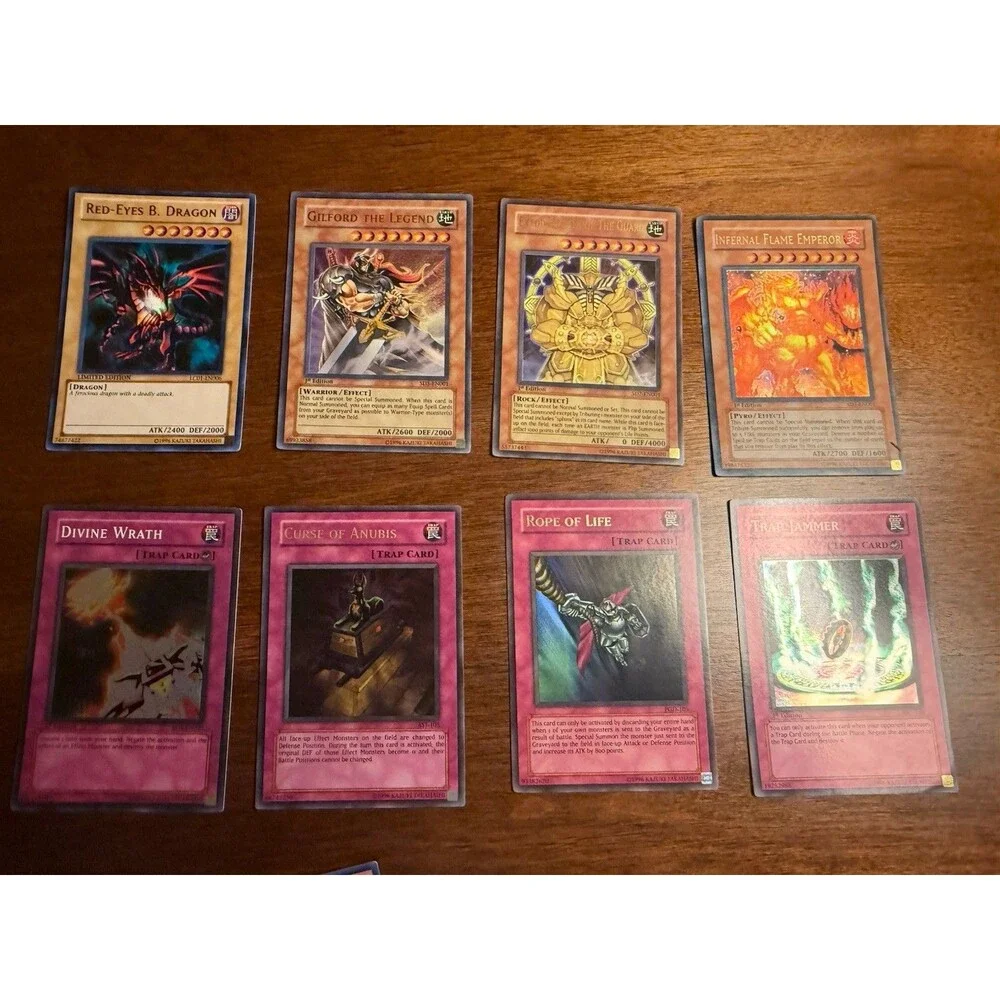 Collectors Lot Of 8 Original 1996 8 Yu-Gi-Oh! trading cards Red-Eyes B. Dragon